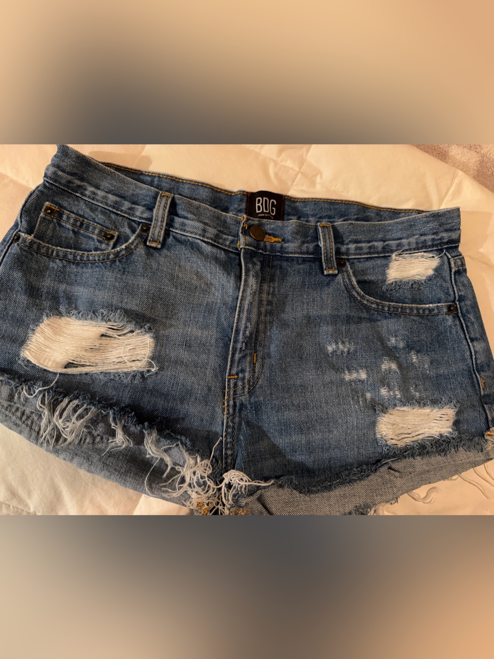 BDG Blue Distressed Denim Cutoff Shorts